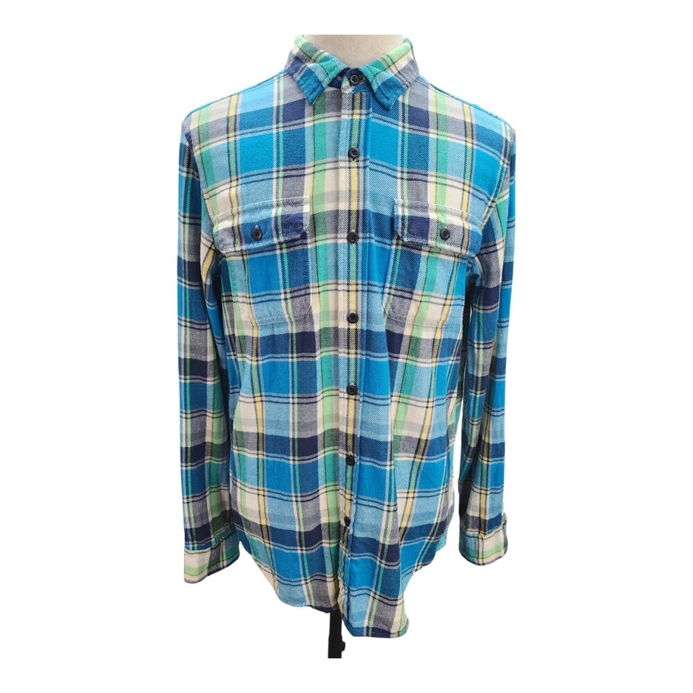 American Eagle Outfitters Men’s Medium Flannel Button Up Shirt Blue Plaid Cotton - Picture 3 of 16